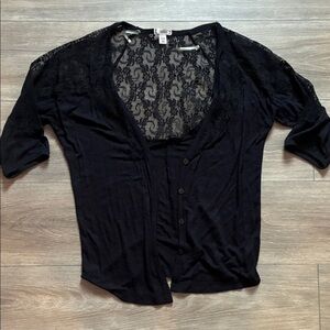 Decree Black Lace Back Cardigan